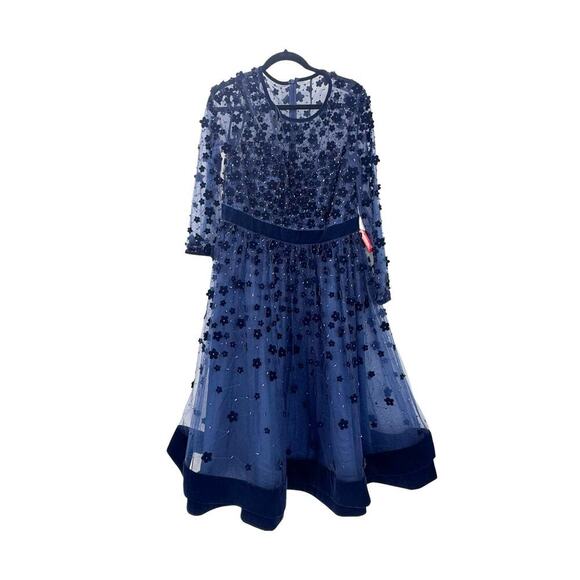 Mac Duggal Embellished Illusion High Neck Long Sleeve Fit & Flare Dress 12 NWT - Picture 8 of 13